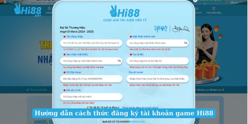 Hướng dẫn cách thức đăng ký tài khoản game Hi88