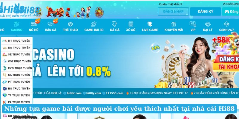 Những tựa game bài được người chơi yêu thích nhất tại nhà cái Hi88