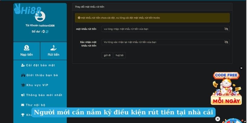 Người mới cần nắm kỹ điều kiện rút tiền tại nhà cái